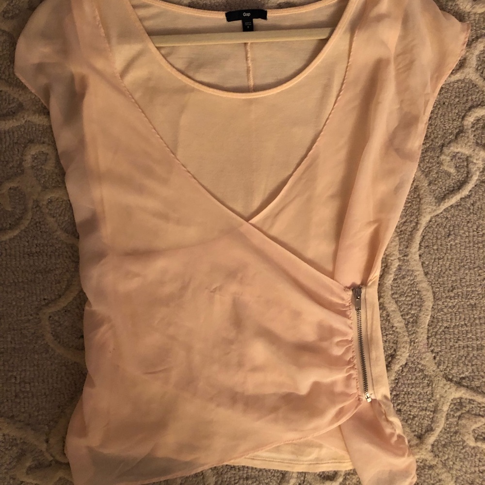 Blush sheer overlay top